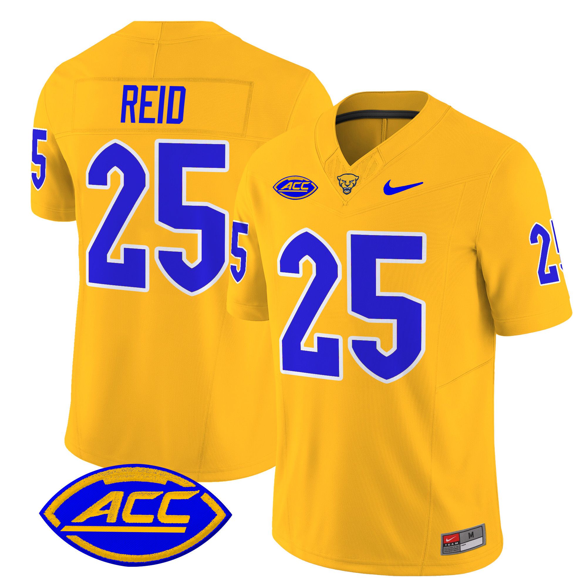 Men Pittsburgh Panthers #25 Reid Yellow Nike 2024 Vapor Limited NCAA Jersey->more ncaa teams->NCAA Jersey